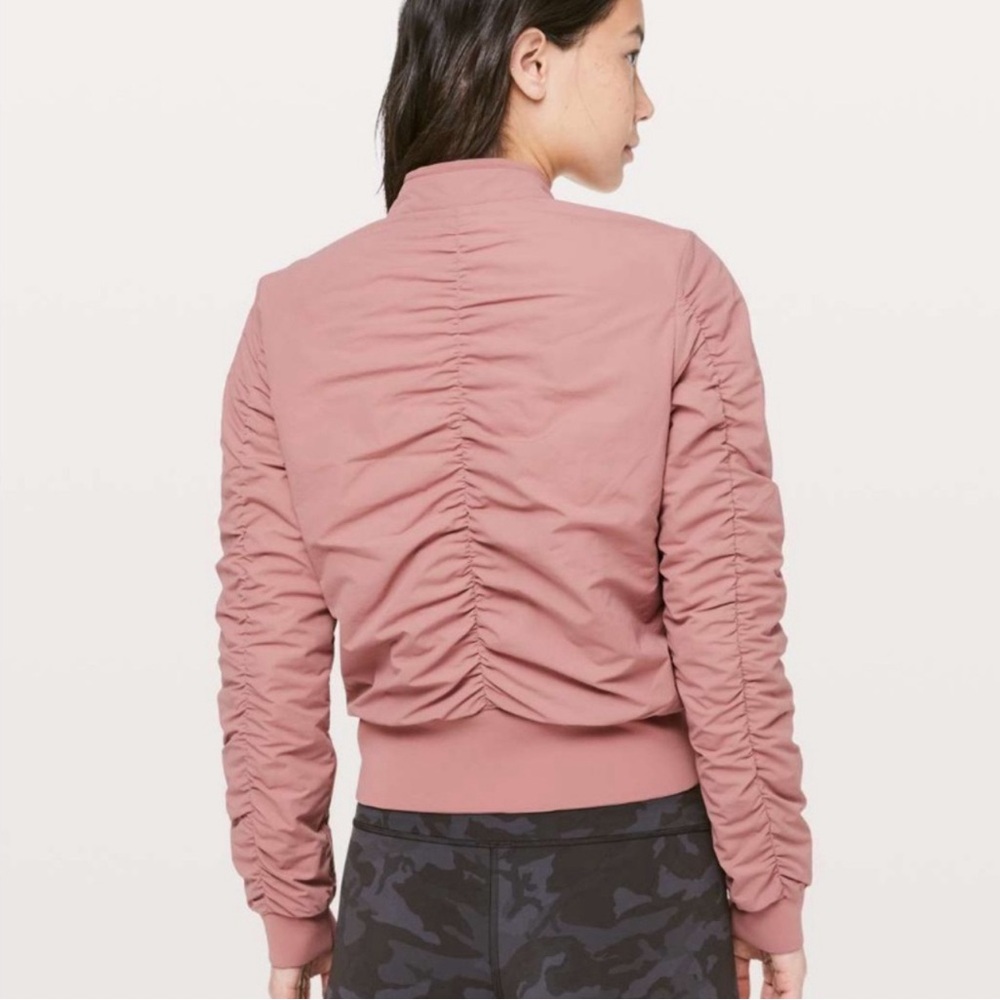 Lululemon Size 8 Warm Two Ways Reversible Bomber Jacket Mauve Pink EUC